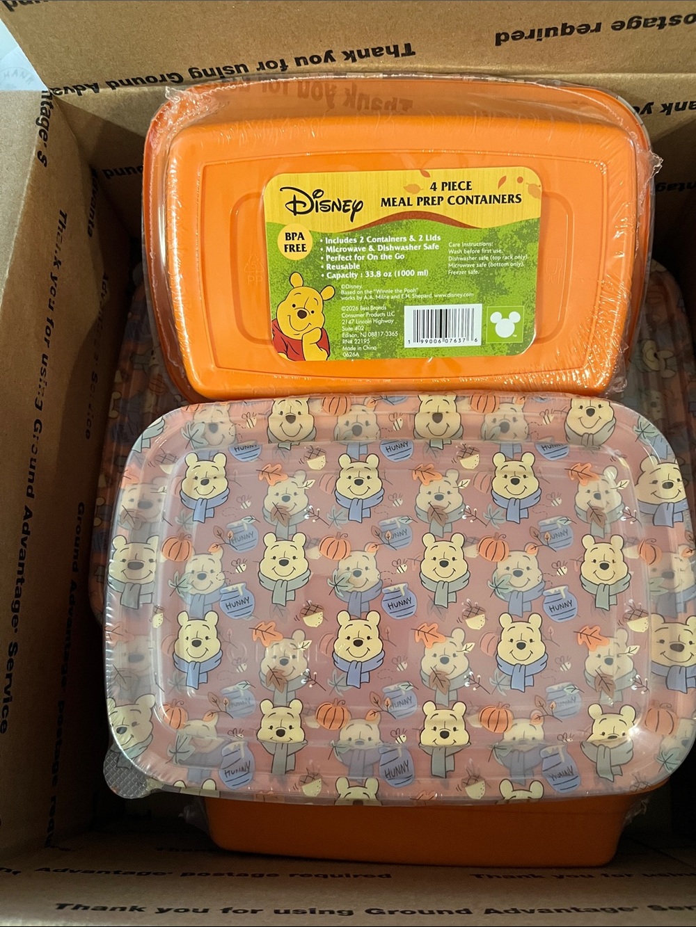Disney Winnie the Pooh Orange Meal Prep Containers - 4 Piece
